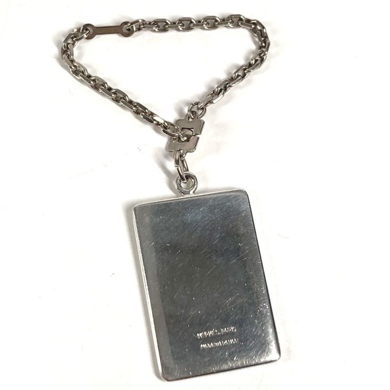 Hermes Key Holder Logo Enamel Metal Silver