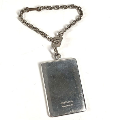 Hermes Key Holder Logo Enamel Metal Silver