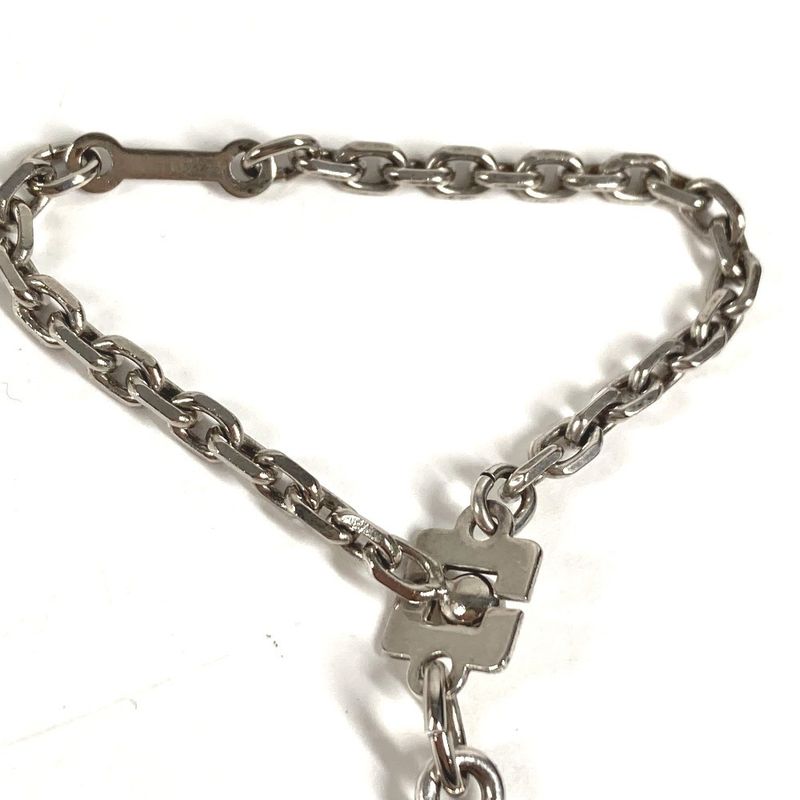 Hermes Key Holder Logo Enamel Metal Silver