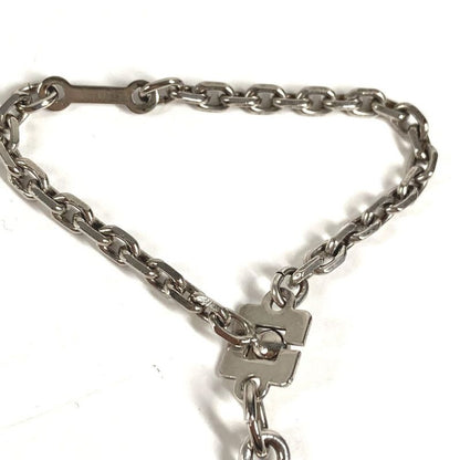 Hermes Key Holder Logo Enamel Metal Silver
