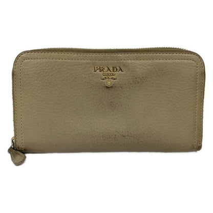 Prada Wallet Ivory Zip Around Leather