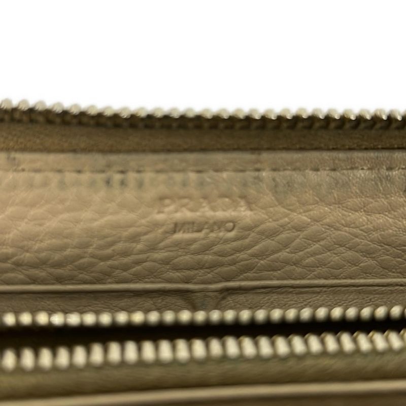 Prada Wallet Ivory Zip Around Leather