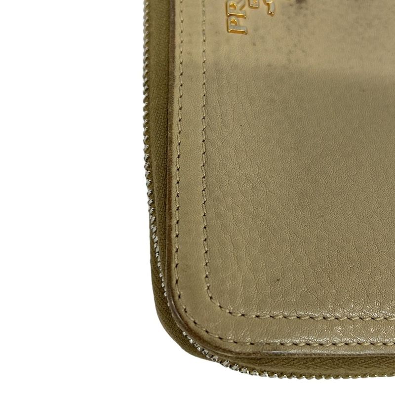 Prada Wallet Ivory Zip Around Leather