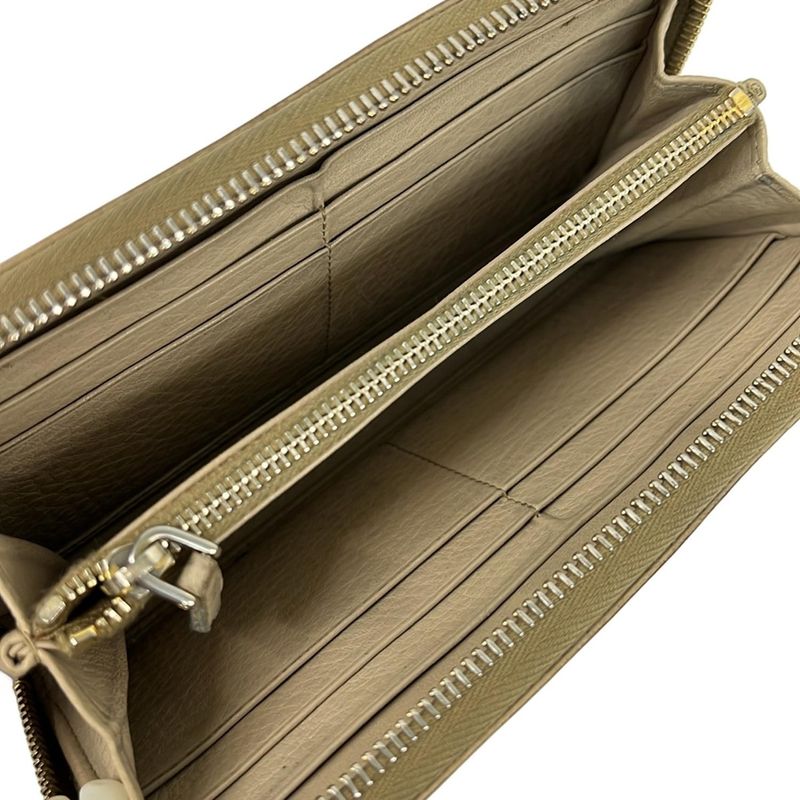 Prada Wallet Ivory Zip Around Leather