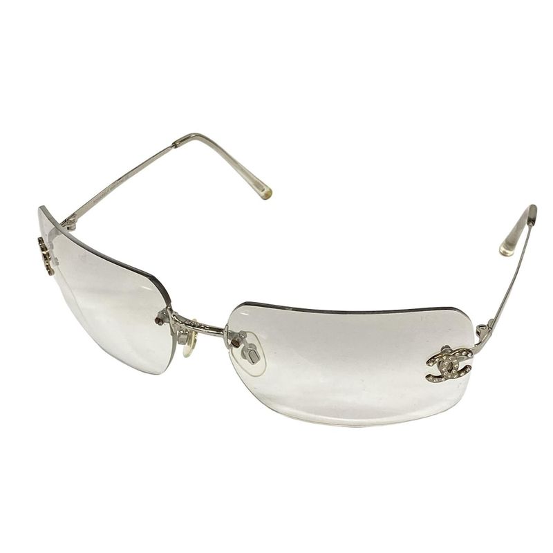 Chanel Sunglasses Light Gray Silver CC Logo
