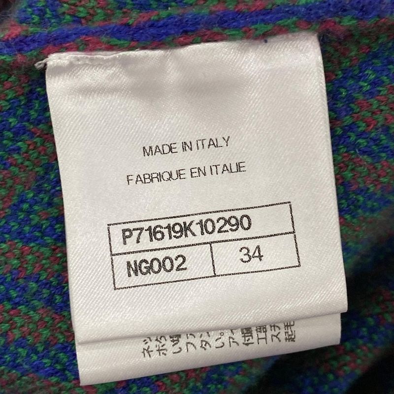 Chanel Dress 34 S Blue Red Green Cashmere CC Logo