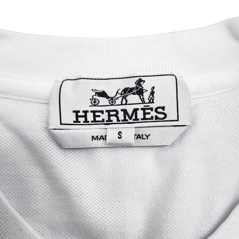Hermes Short Sleeve T-Shirt Embroidery Cotton Pique S Top