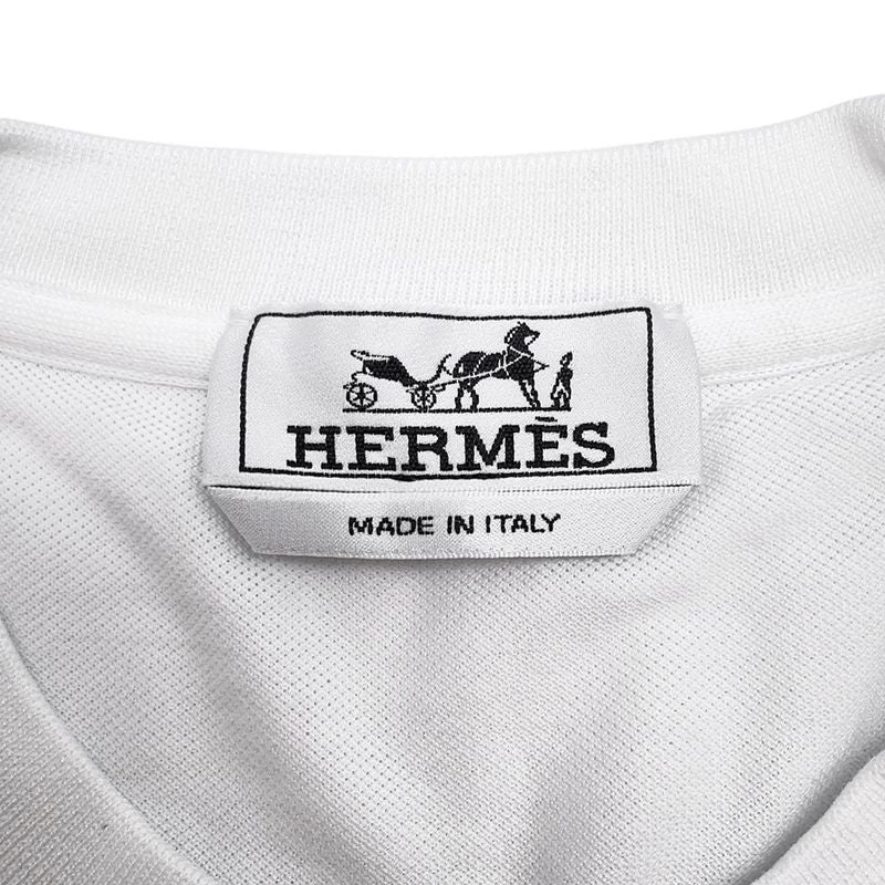 Hermes Short Sleeve T-Shirt Embroidery Cotton Pique S Top