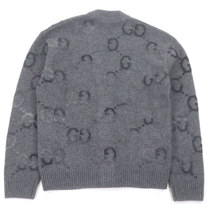 Gucci Wool Jumbo GG Logo All Over Pattern Long Sleeve Knit Cardigan