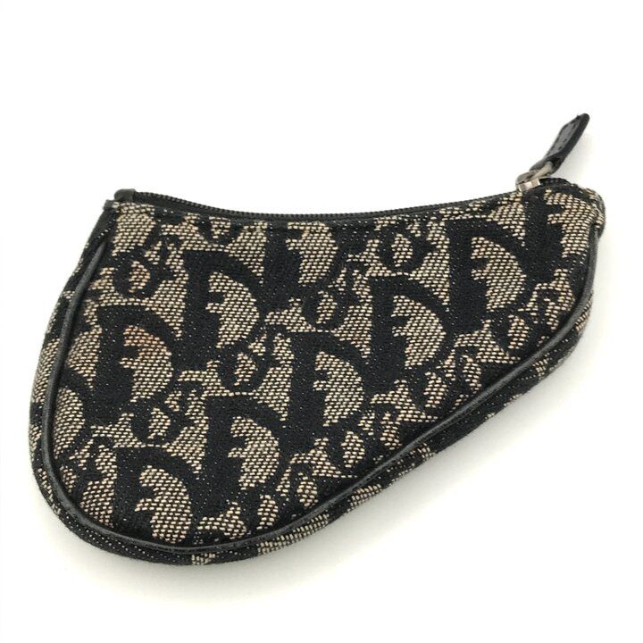 Dior Trotter Saddle Canvas Pouch Coin Case Purse Black