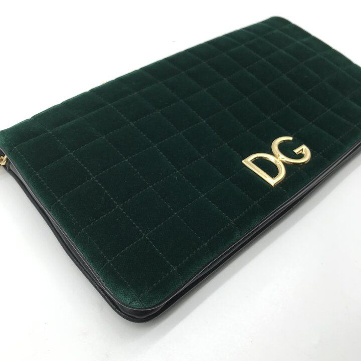 Dolce & Gabbana Velvet Quilted Chain Shoulder Bag Green