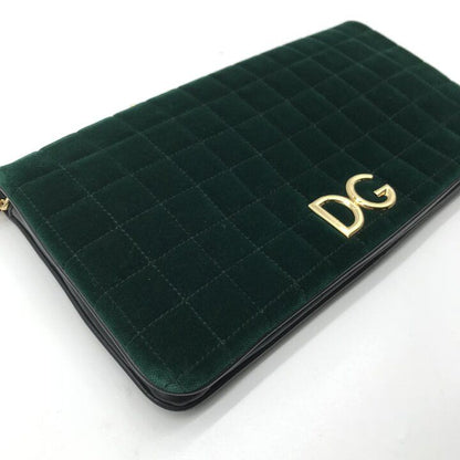 Dolce & Gabbana Velvet Quilted Chain Shoulder Bag Green