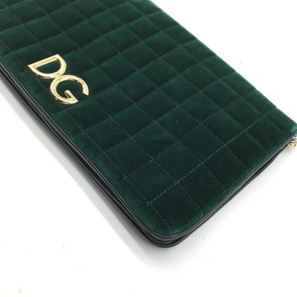 Dolce & Gabbana Velvet Quilted Chain Shoulder Bag Green