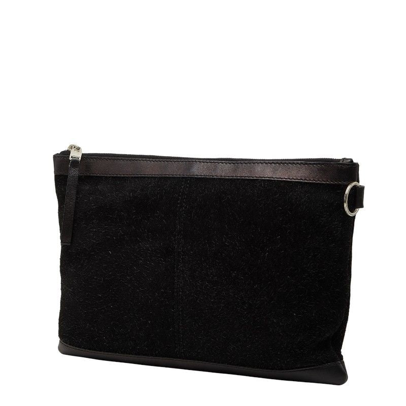 Balenciaga Classic Clip M Clutch Black Suede Leather