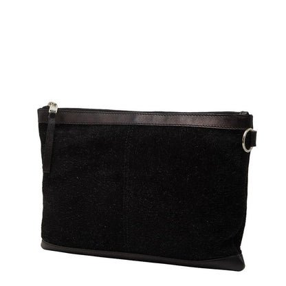 Balenciaga Classic Clip M Clutch Black Suede Leather
