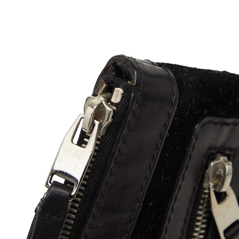 Balenciaga Classic Clip M Clutch Black Suede Leather