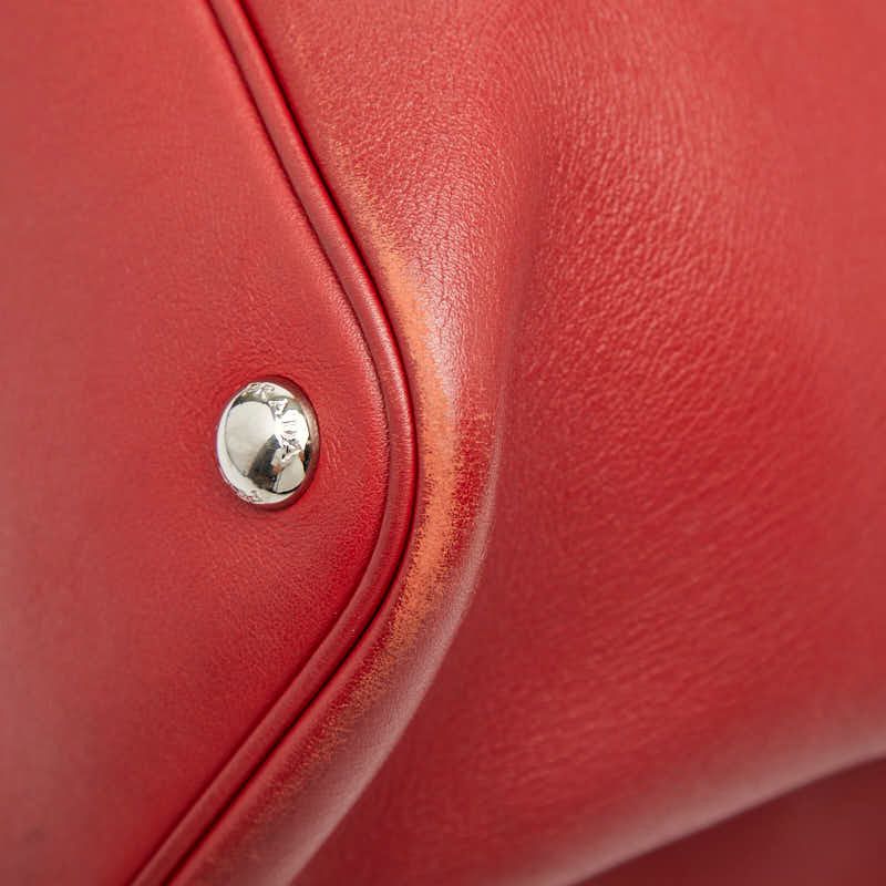 Prada Tote Shoulder Bag Red Leather