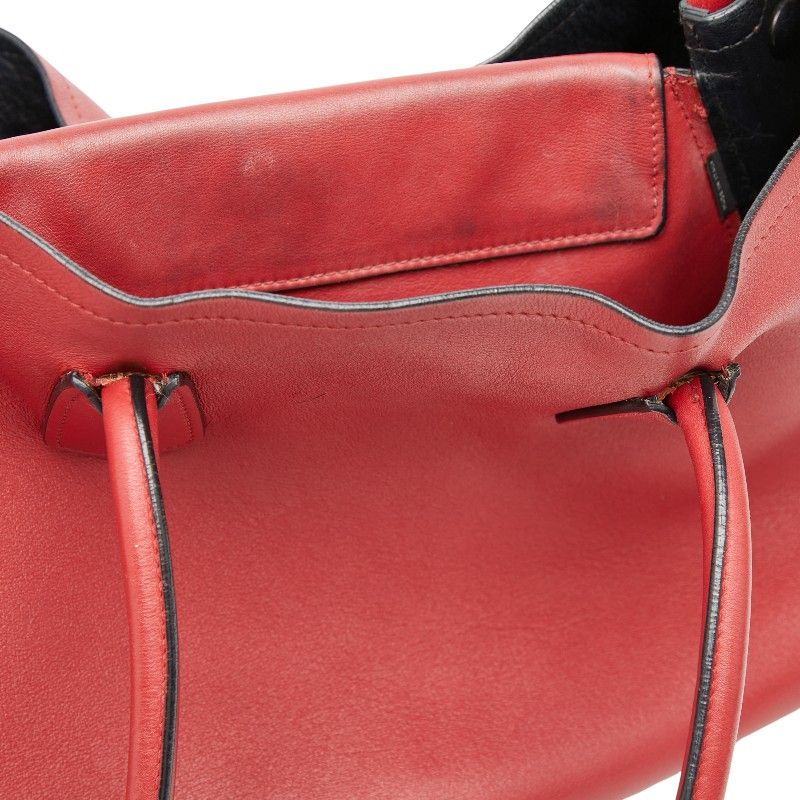 Prada Tote Shoulder Bag Red Leather