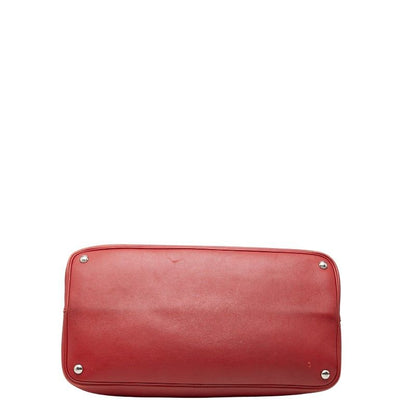 Prada Tote Shoulder Bag Red Leather