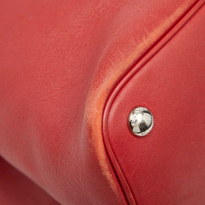 Prada Tote Shoulder Bag Red Leather