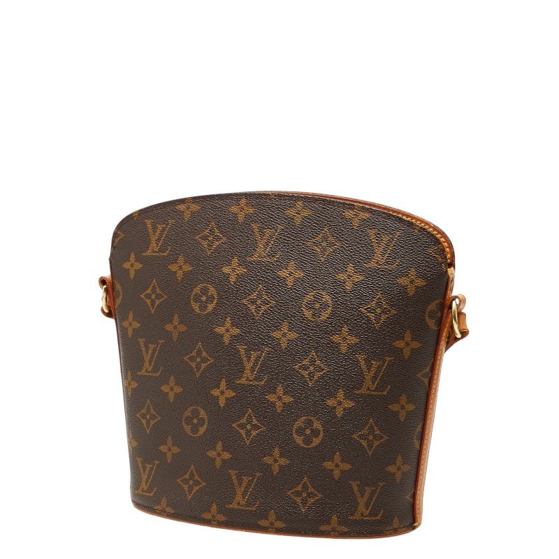 Louis Vuitton Monogram Drouot Crossbody Shoulder Bag Brown Leather