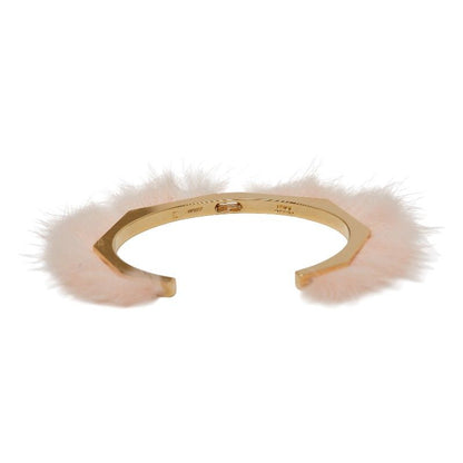 Fendi Fur Motif Bangle Set of 2 Gold Pink Orange Plated Fur