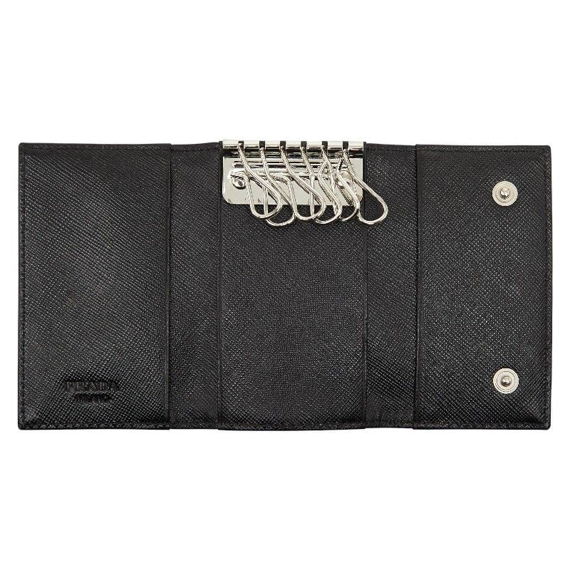 Prada 6 Key Case Black Nylon Key Holder