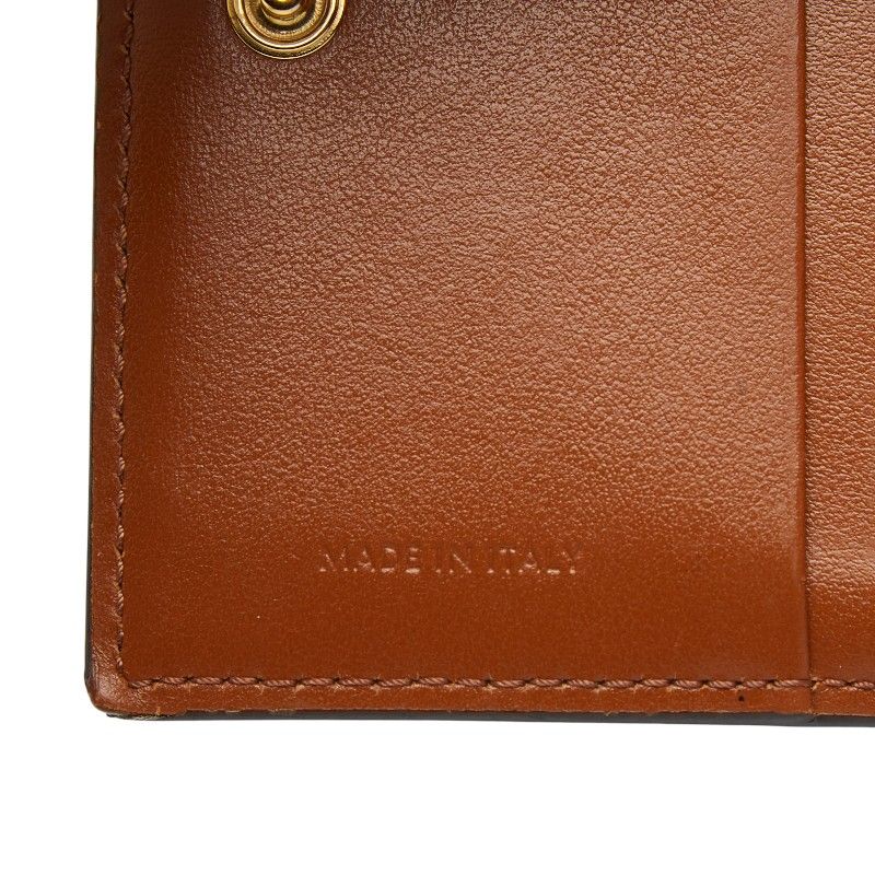 Celine Triomphe Compact Wallet Bifold Brown Black Leather