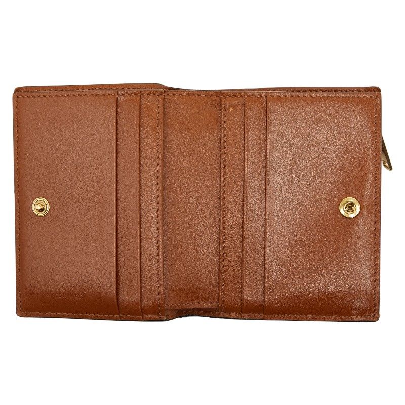 Celine Triomphe Compact Wallet Bifold Brown Black Leather