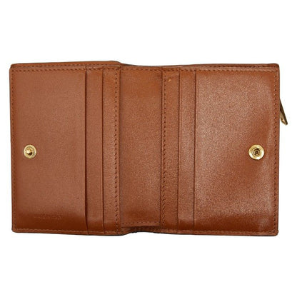 Celine Triomphe Compact Wallet Bifold Brown Black Leather