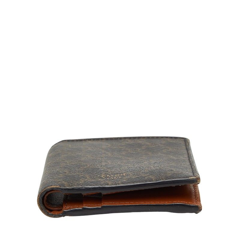 Celine Triomphe Compact Wallet Bifold Brown Black Leather
