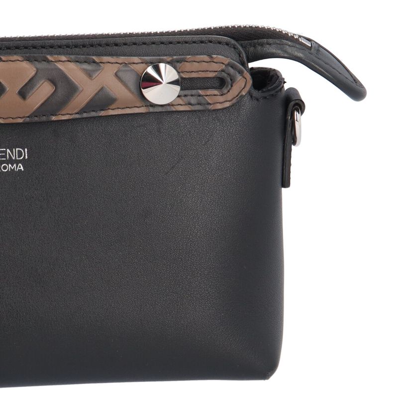 Fendi by the Way Mini Shoulder Bag Leather Black Brown