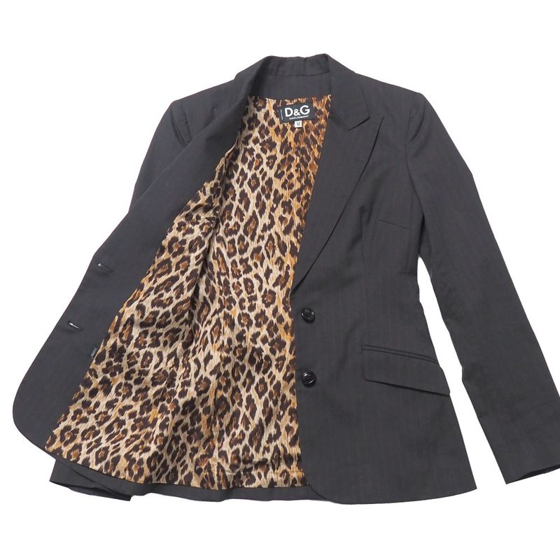 Dolce & Gabbana Tailored Jacket 24 38 Striped Blue Leather Dark Gray X Red Stripe