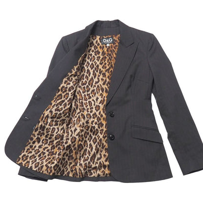 Dolce & Gabbana Tailored Jacket 24 38 Striped Blue Leather Dark Gray X Red Stripe