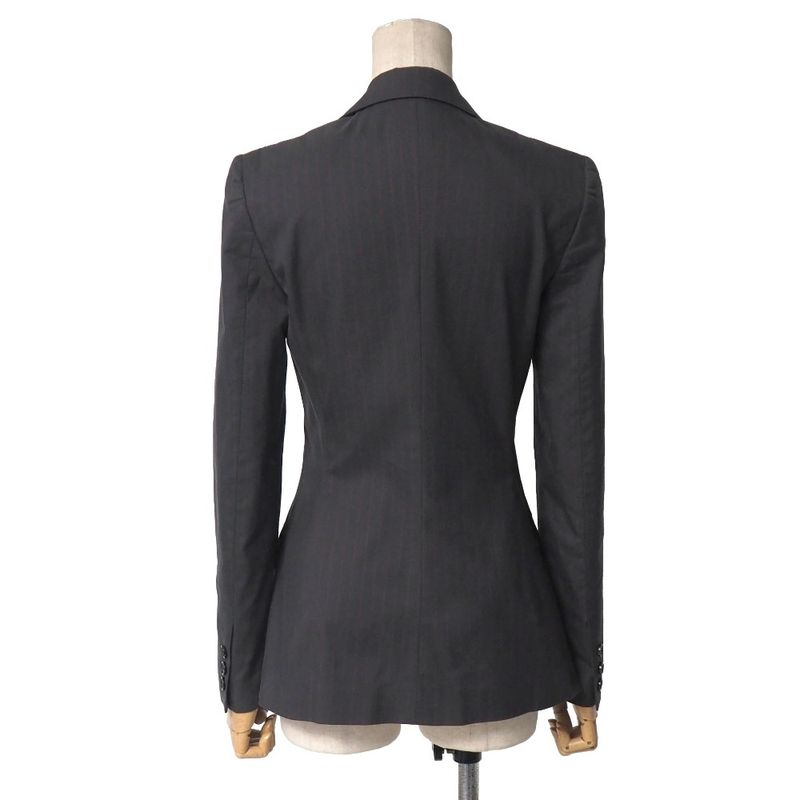 Dolce & Gabbana Tailored Jacket 24 38 Striped Blue Leather Dark Gray X Red Stripe