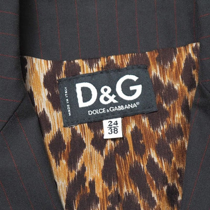 Dolce & Gabbana Tailored Jacket 24 38 Striped Blue Leather Dark Gray X Red Stripe