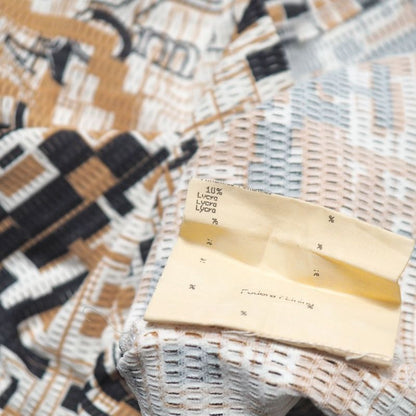 Fendi Vintage Short Sleeve T-Shirt 40 Mesh Allover Pattern Top Beige X Dark Gray X White
