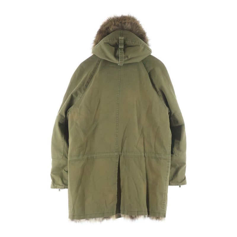 Saint Laurent Paris Rack in Fur Lining Hooded Zip Up Long Jacket Mods Coat