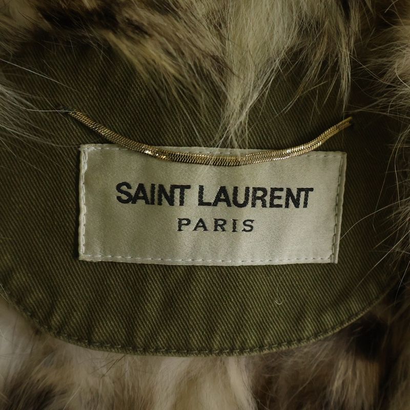 Saint Laurent Paris Rack in Fur Lining Hooded Zip Up Long Jacket Mods Coat
