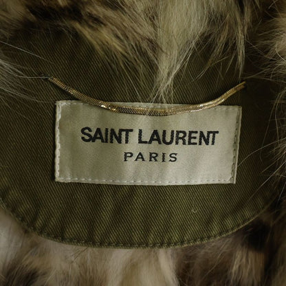 Saint Laurent Paris Rack in Fur Lining Hooded Zip Up Long Jacket Mods Coat