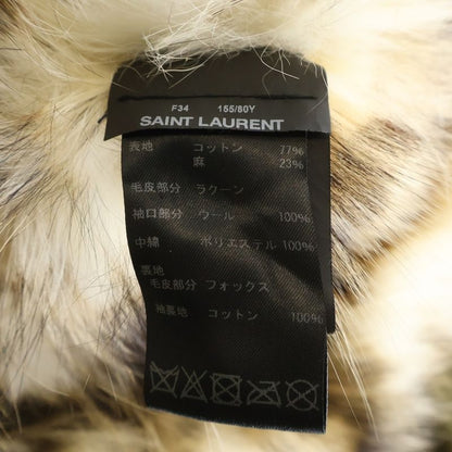 Saint Laurent Paris Rack in Fur Lining Hooded Zip Up Long Jacket Mods Coat