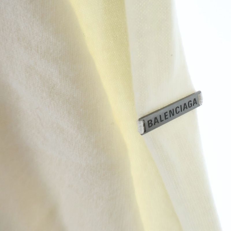 Balenciaga Logo Metal Plate Cashmere Knit Sweater White