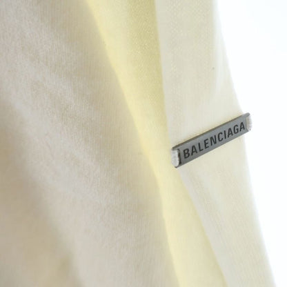Balenciaga Logo Metal Plate Cashmere Knit Sweater White