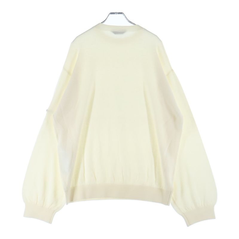 Balenciaga Logo Metal Plate Cashmere Knit Sweater White