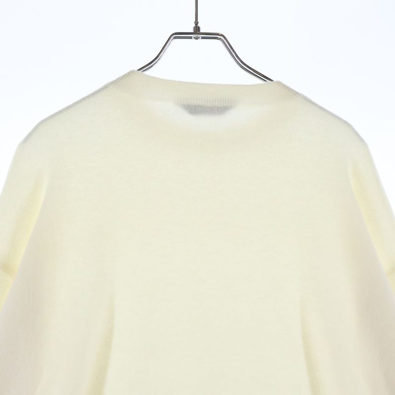 Balenciaga Logo Metal Plate Cashmere Knit Sweater White