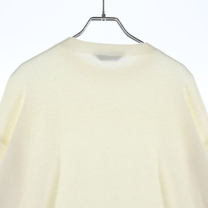 Balenciaga Logo Metal Plate Cashmere Knit Sweater White