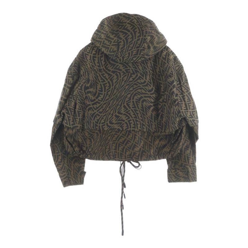 Fendi Front Mouth Contrast Varsity Jacket Beige Black