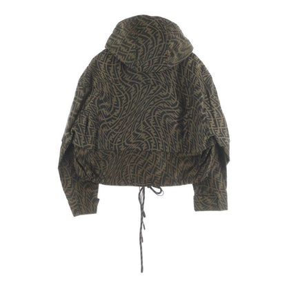 Fendi Front Mouth Contrast Varsity Jacket Beige Black