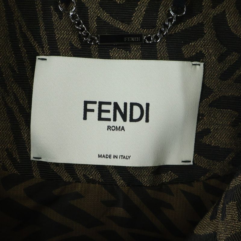 Fendi Front Mouth Contrast Varsity Jacket Beige Black