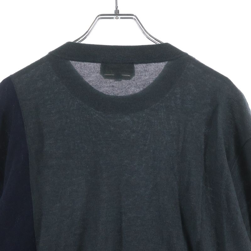 Hermes Cashmere Blend Bicolor Knit Sweater Gray Navy